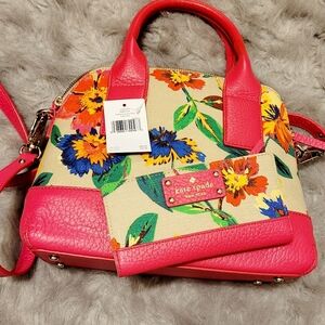 Kate Spade 2pc Southport Avenue Floral Bag & Wallet SET, Pink/Multi Color